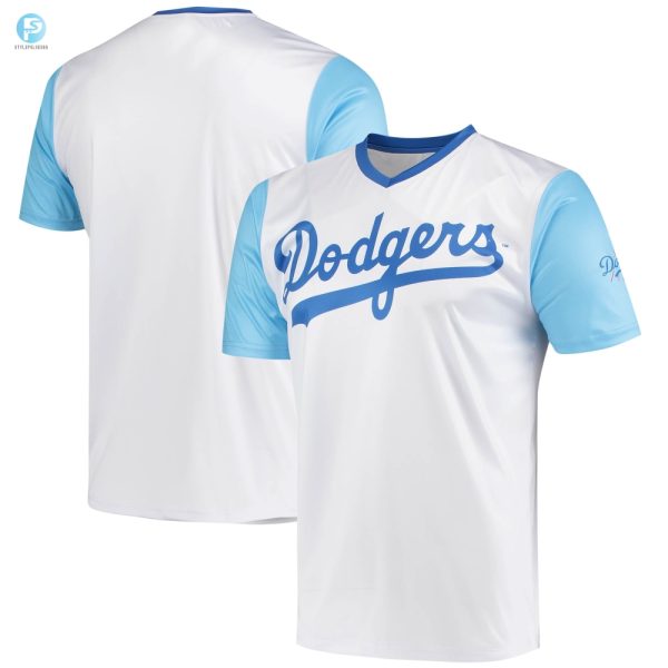 Los Angeles Dodgers Stitches Cooperstown Collection Wordmark Vneck Jersey White Mlb stylepulseusa 1 1