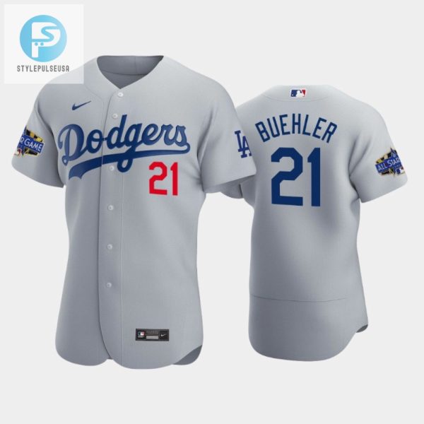 Los Angeles Dodgers Walker Buehler 21 Alternate Gray 202223 Allstar Game Jersey stylepulseusa 1