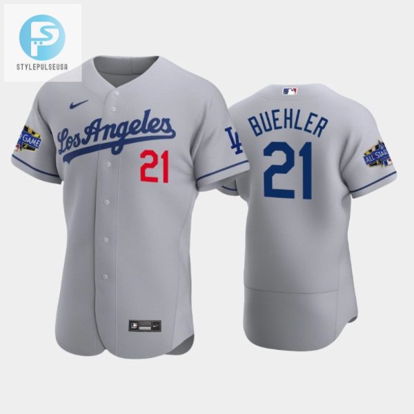 Los Angeles Dodgers Walker Buehler 21 Road Gray 202223 Allstar Game Jersey stylepulseusa 1