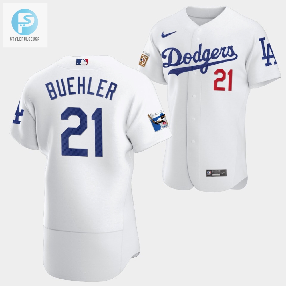 Los Angeles Dodgers Walker Buehler White Jersey 21 Jackie Robinson 75Th Anniversary 202223 Uniform 