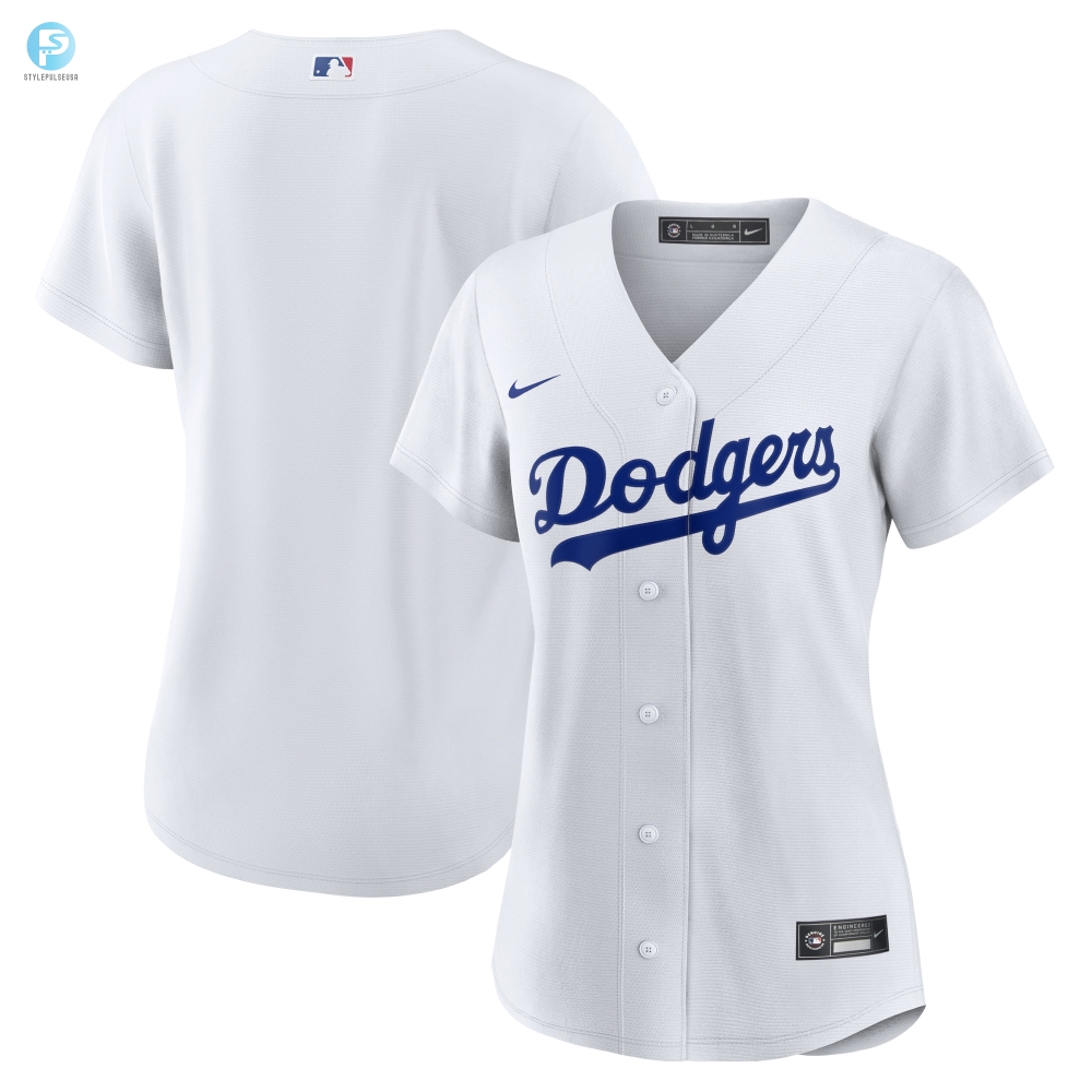 Los Angeles Dodgers Womens Home Replica Team Jersey  White Mlb 