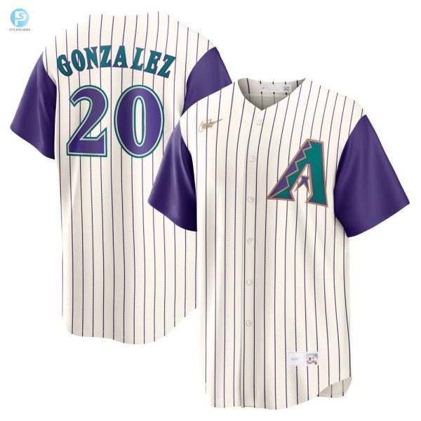 Luis Gonzalez Arizona Diamondbacks Alternate Cooperstown Collection Player Jersey Creampurple Mlb stylepulseusa 1