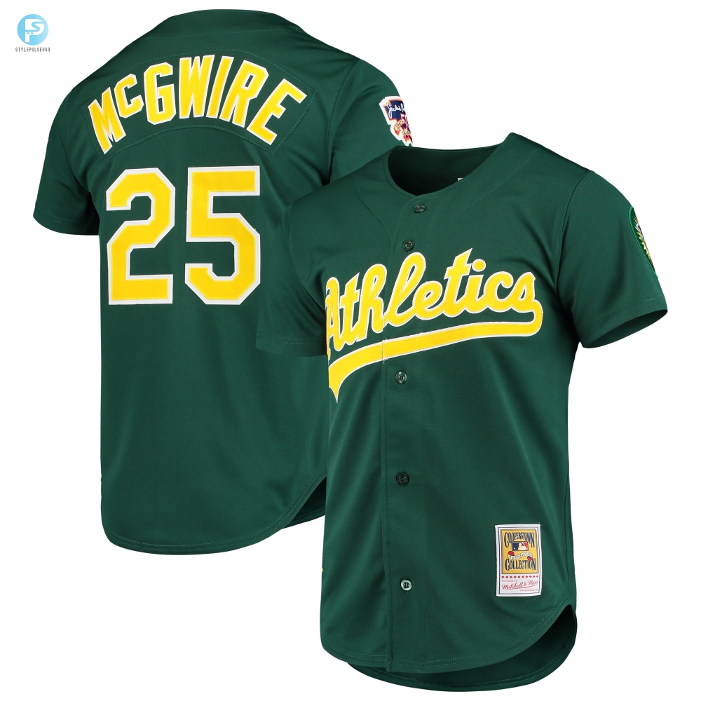 Mark Mcgwire Oakland Athletics Mitchell  Ness 1997 Cooperstown Collection Authentic Jersey  Green Mlb 