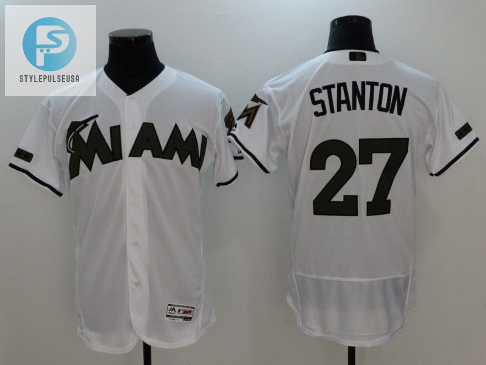 Marlins Giancarlo Stanton 27 White Mlb Throwback Jersey 