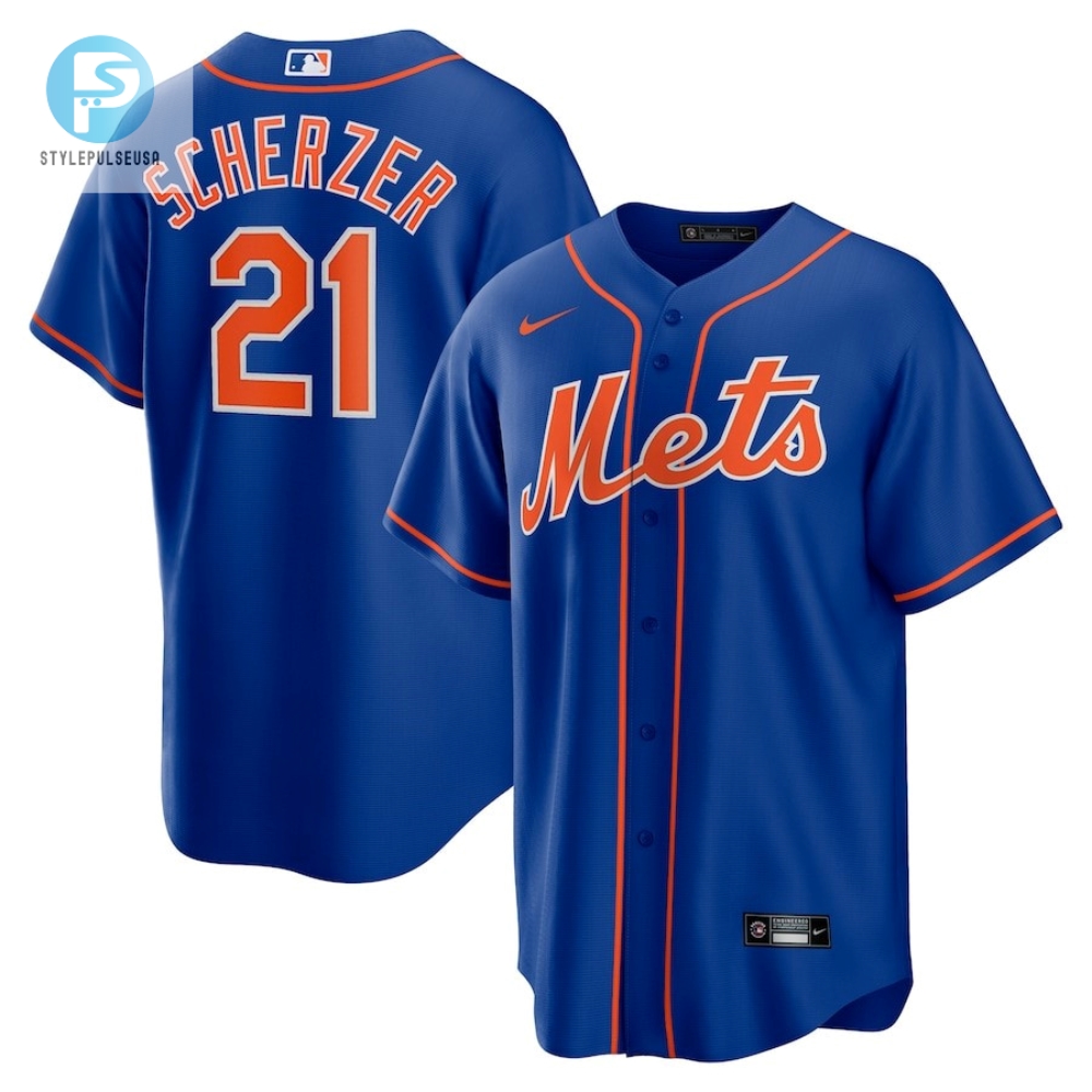 Max Scherzer 21 New York Mets Alternate Player Jersey  Royal 