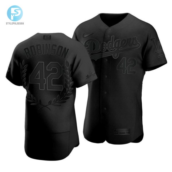 Men Los Angeles Dodgers Jackie Robinson 42 Jackie Robinson Day Platinum Edition Jersey Black stylepulseusa 1