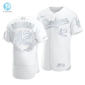 Men Los Angeles Dodgers Jackie Robinson 42 Jackie Robinson Day Platinum Edition Jersey White stylepulseusa 1 1