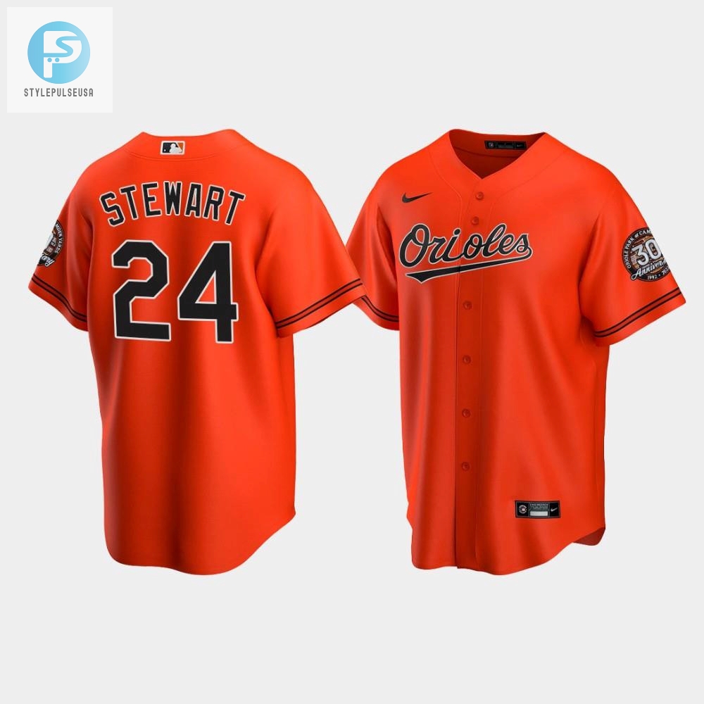 Mens Baltimore Orioles Jersey Dj Stewart 24 Alternate Team Orange Jersey stylepulseusa 1