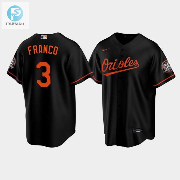 Mens Baltimore Orioles Maikel Franco 3 Alternate Black Jersey stylepulseusa 1