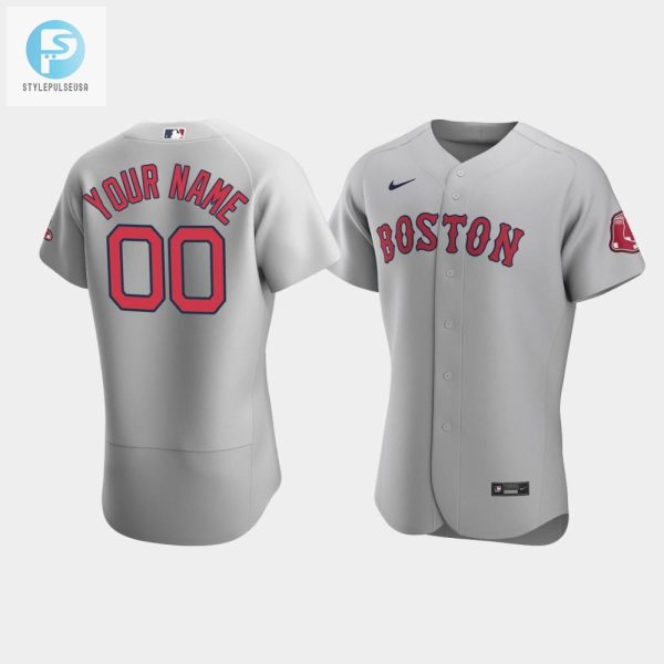 Mens Boston Red Sox 00 Custom Gray Road Jersey stylepulseusa 1