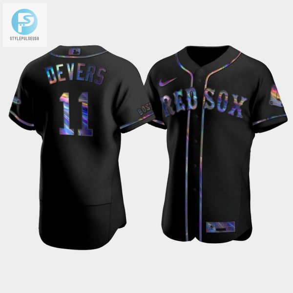 Mens Boston Red Sox 11 Rafael Devers Black Golden Edition Holographic Jersey stylepulseusa 1