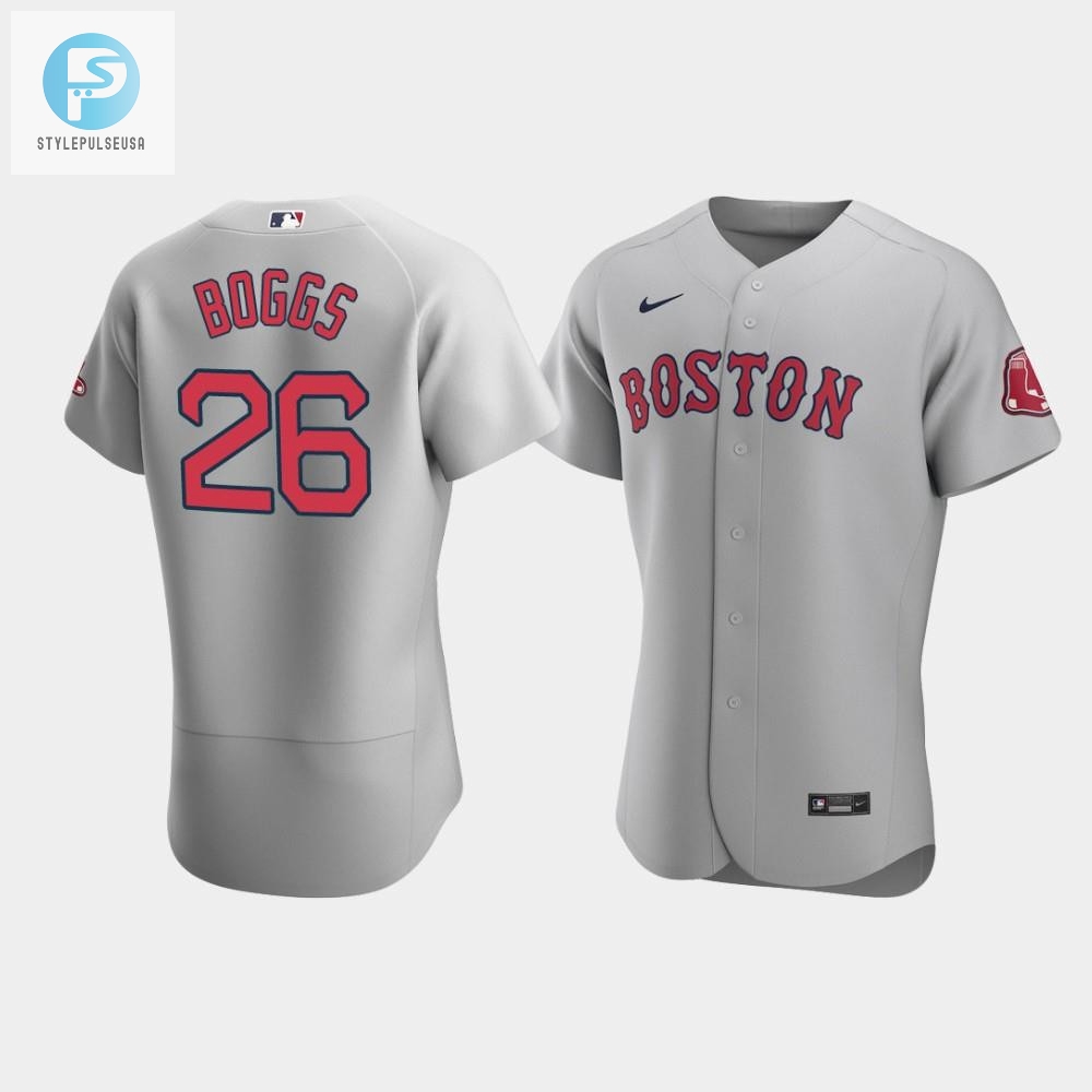 Mens Boston Red Sox 26 Wade Boggs Gray Road Jersey 