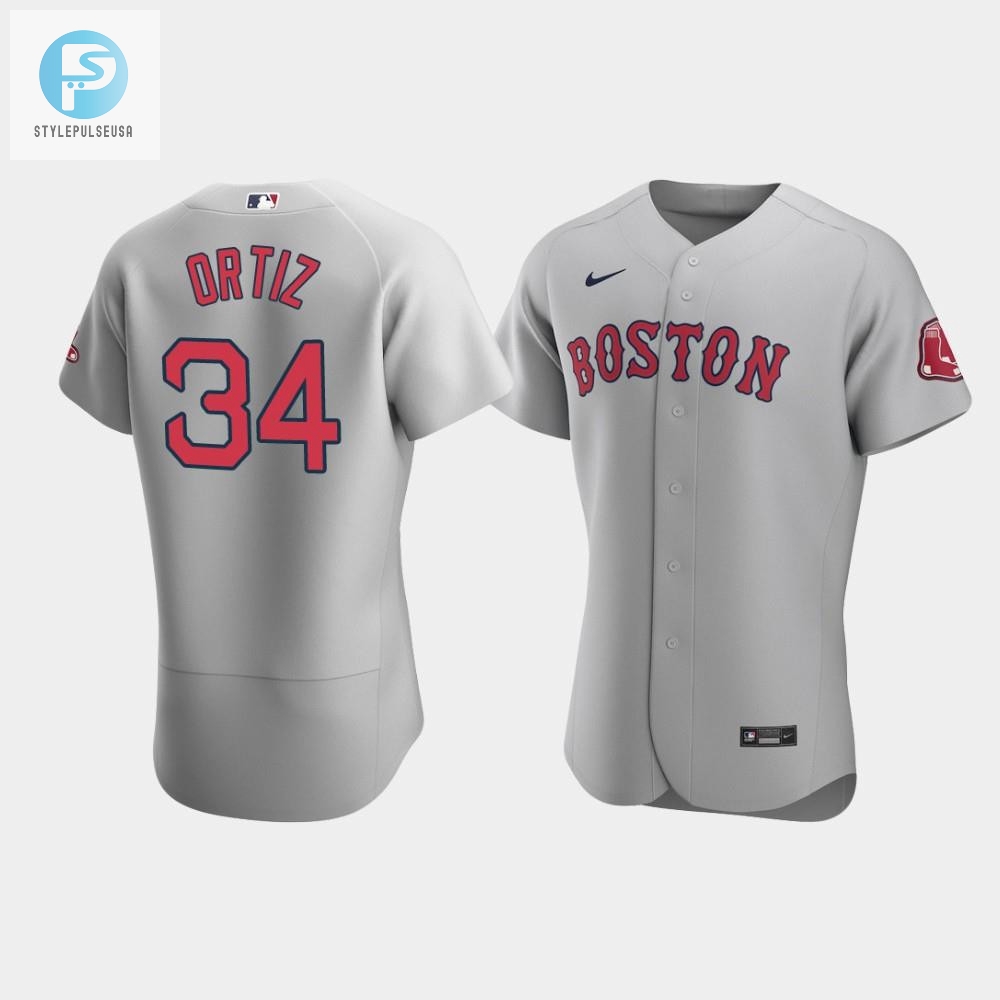 Mens Boston Red Sox 34 David Ortiz Gray Road Jersey 