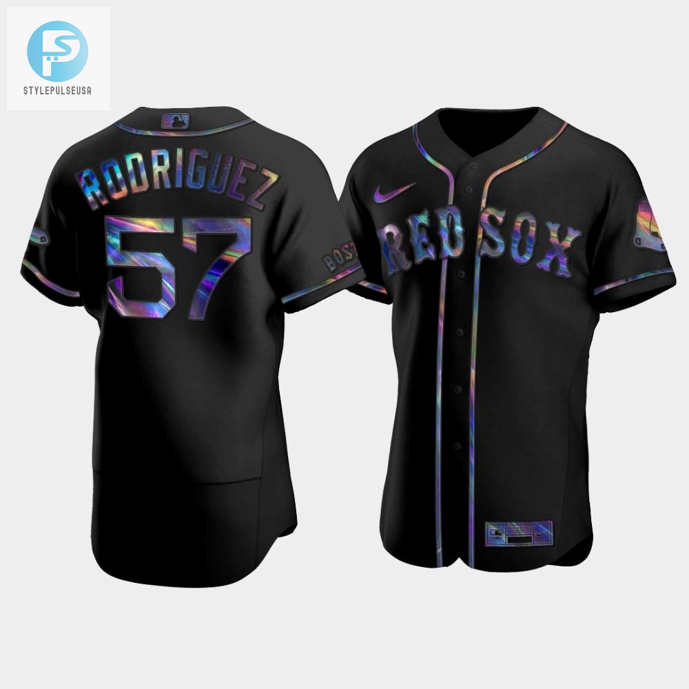 Mens Boston Red Sox 57 Eduardo Rodriguez Black Golden Edition Holographic Jersey 