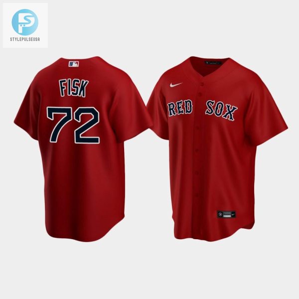 Mens Boston Red Sox Carlton Fisk 72 Red Alternate Jersey stylepulseusa 1