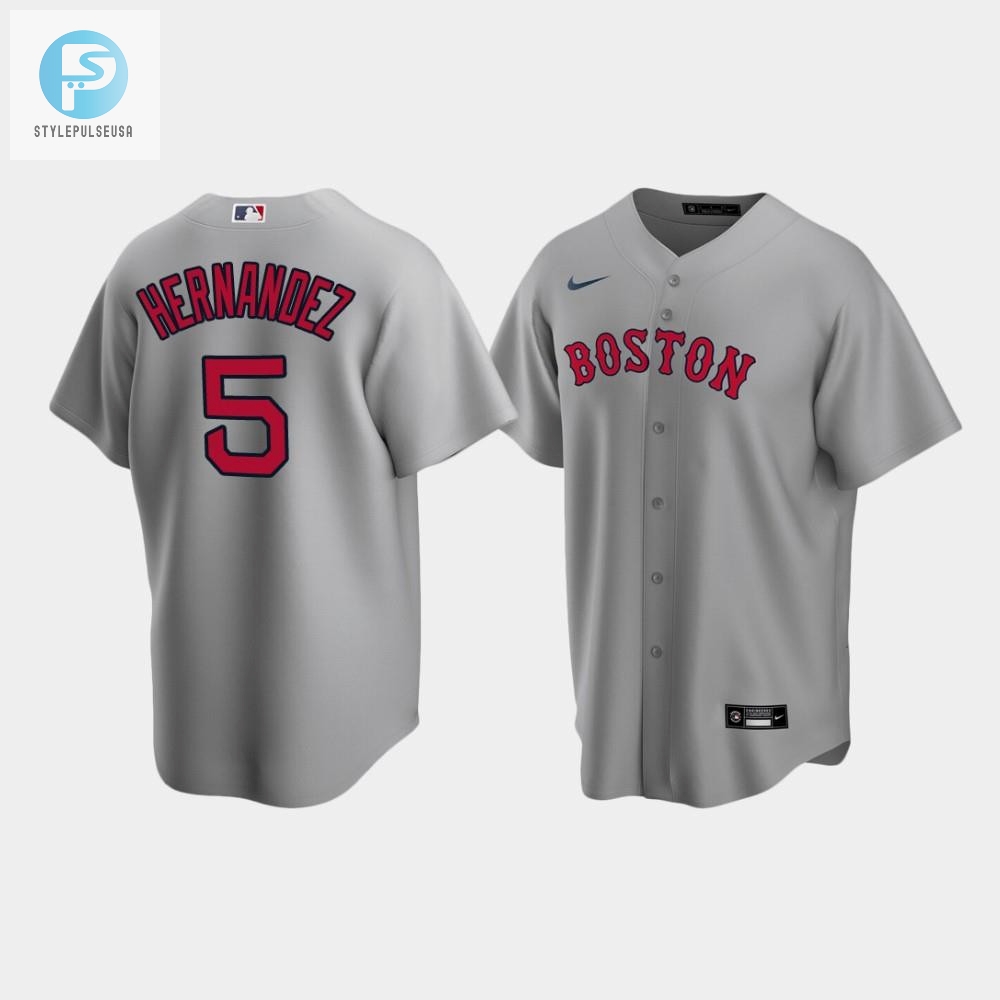 Mens Boston Red Sox Enrique Hernandez 5 Gray Road Jersey 