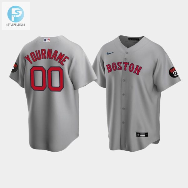 Mens Boston Red Sox Gray Road Custom Jerry Remy Jersey stylepulseusa 1