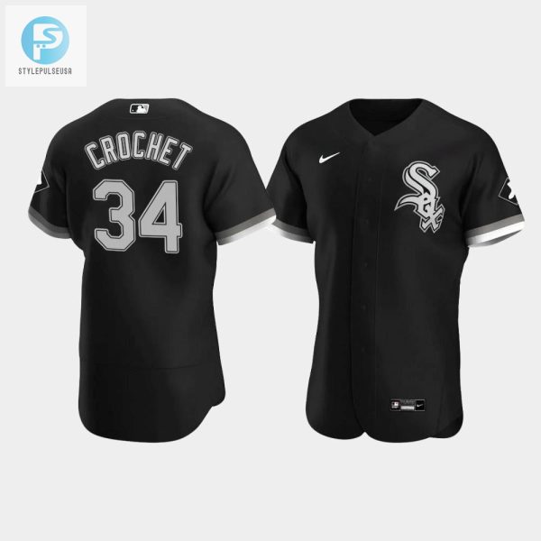 Mens Chicago White Sox 34 Garrett Crochet Black Alternate Jersey stylepulseusa 1