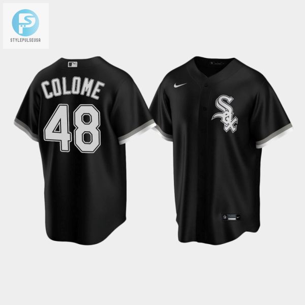 Mens Chicago White Sox 48 Alex Colome Black Alternate Jersey stylepulseusa 1