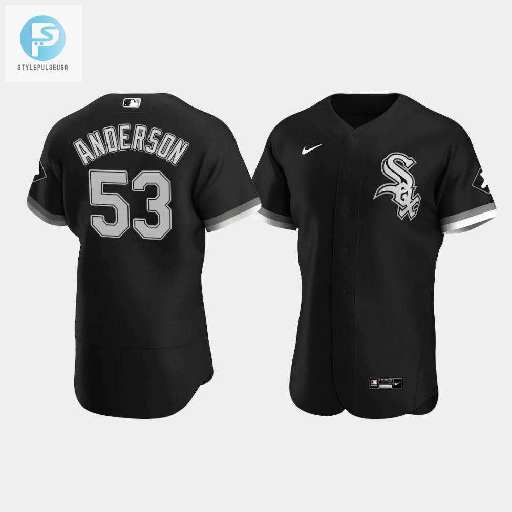 Mens Chicago White Sox 53 Drew Anderson Black Alternate Jersey 