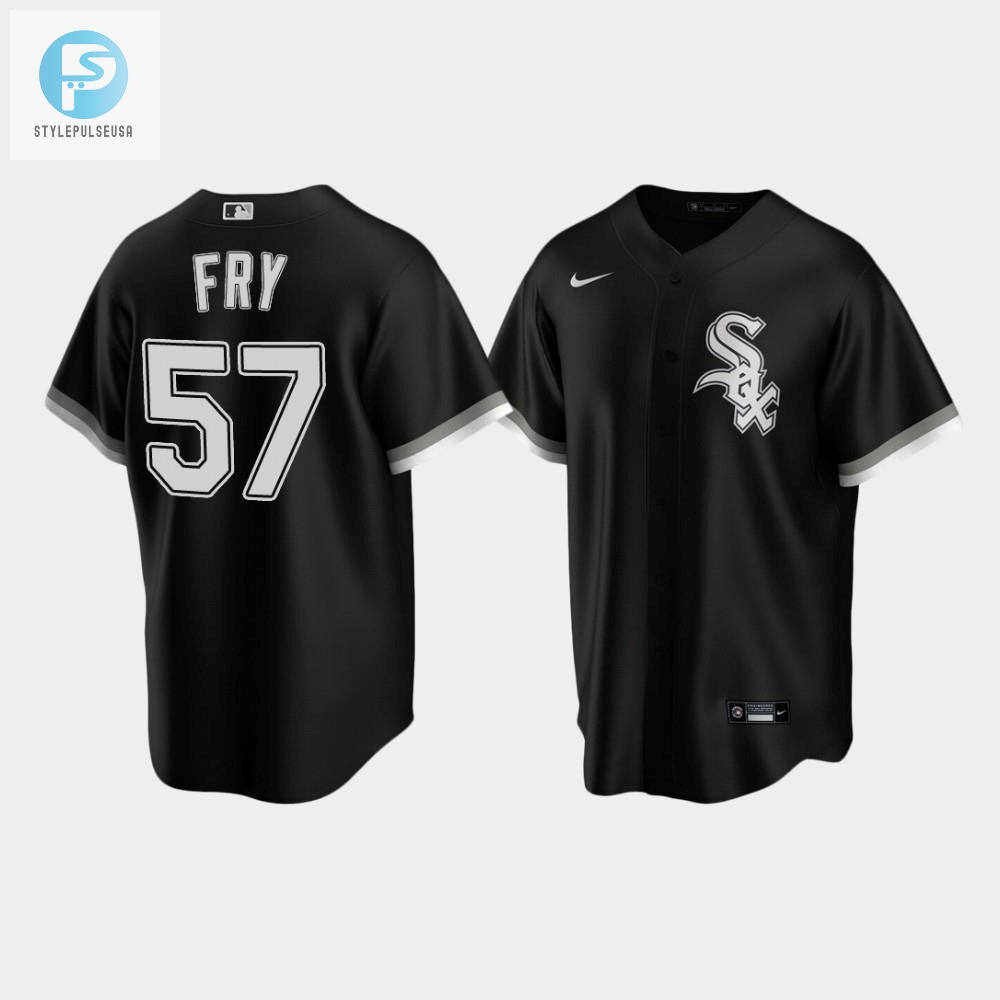 Mens Chicago White Sox 57 Jace Fry Black Alternate Jersey 