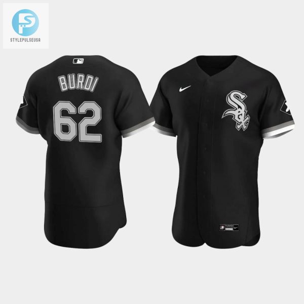 Mens Chicago White Sox 62 Zack Burdi Black Alternate Jersey stylepulseusa 1