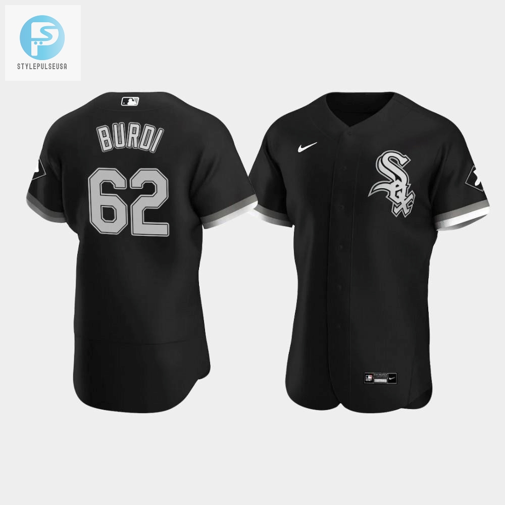 Mens Chicago White Sox 62 Zack Burdi Black Alternate Jersey 