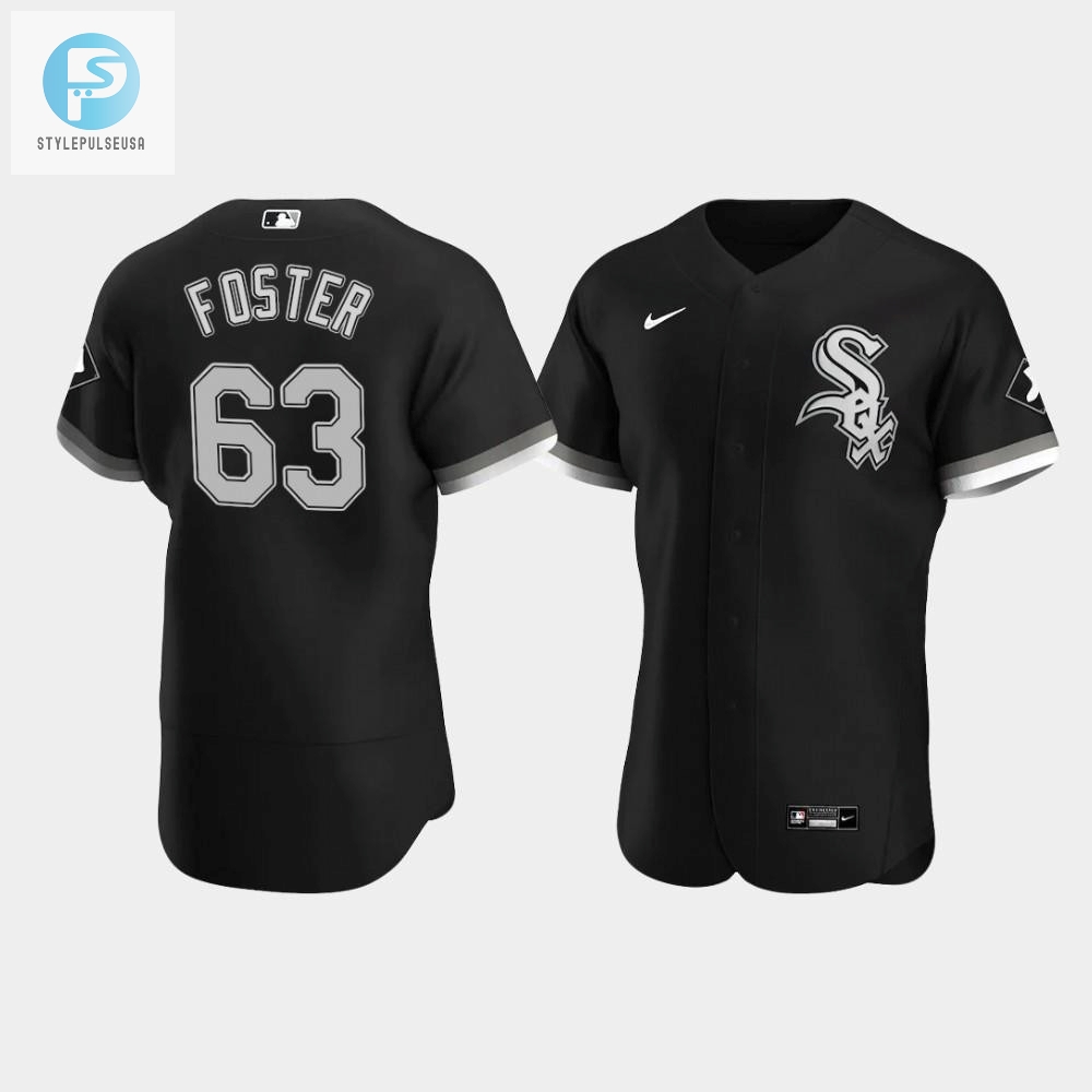 Mens Chicago White Sox 63 Matt Foster Black Alternate Jersey 