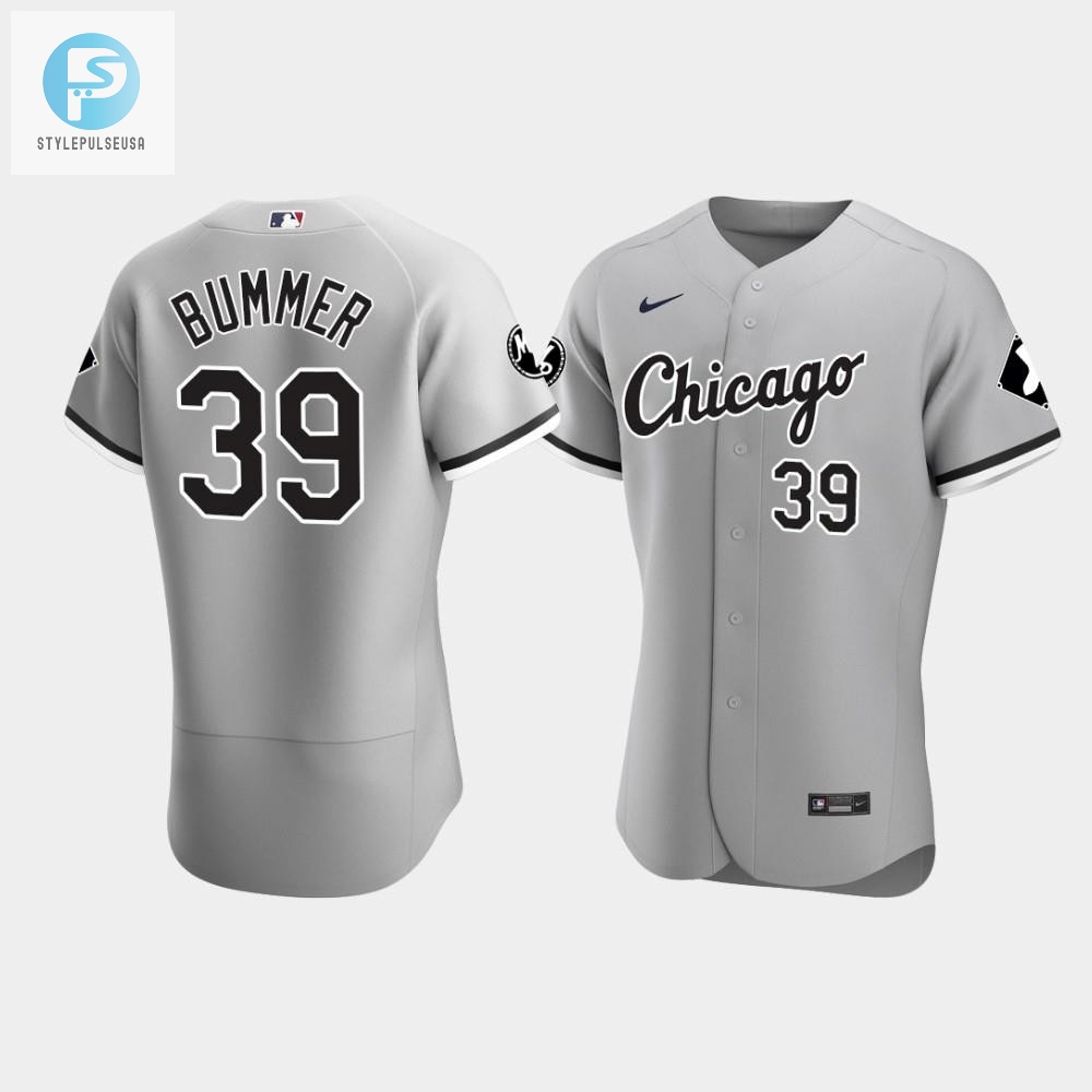 Mens Chicago White Sox Aaron Bummer 39 Gray Mr Patch Player Jersey 