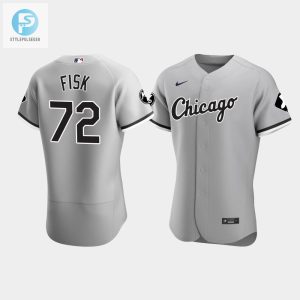 Mens Chicago White Sox Carlton Fisk 72 Gray Mr Patch Jersey stylepulseusa 1 1