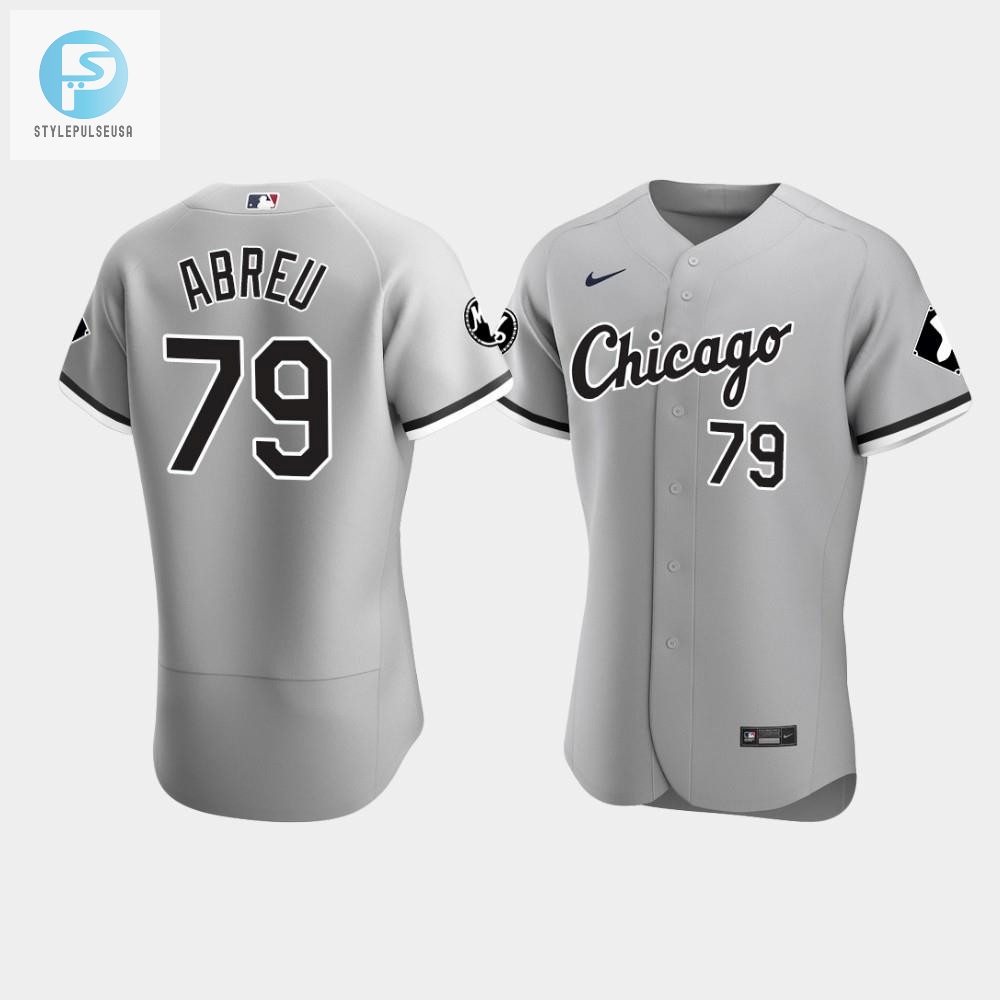 Mens Chicago White Sox Jose Abreu 79 Gray Mr Patch Player Jersey 