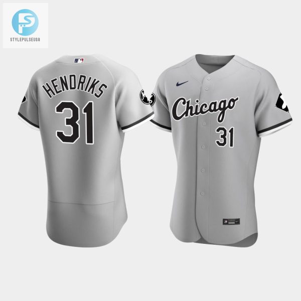 Mens Chicago White Sox Liam Hendriks 31 Gray Mr Patch Player Jersey Mlb Jersey stylepulseusa 1