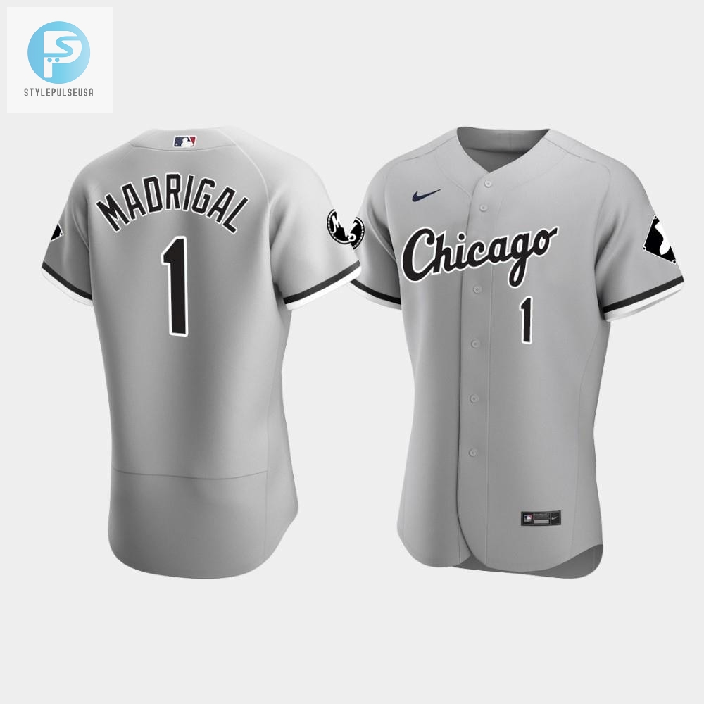 Mens Chicago White Sox Nick Madrigal 1 Gray Mr Patch Player Jersey 