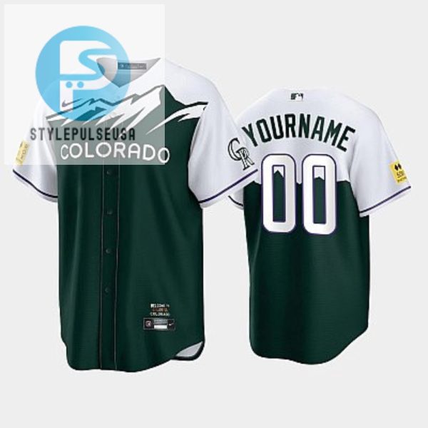 Mens Colorado Rockies 00 Custom 202223 City Connect Green Jersey stylepulseusa 1 1