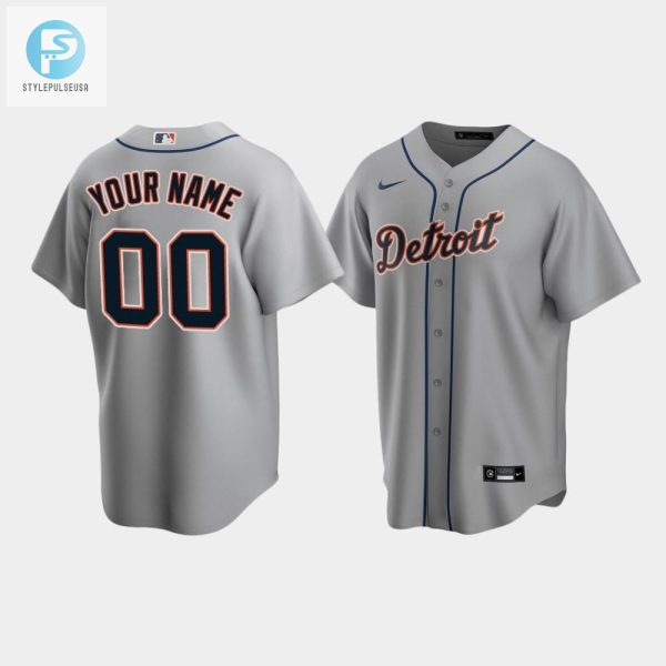 Mens Detroit Tigers 00 Custom Gray Road Jersey stylepulseusa 1