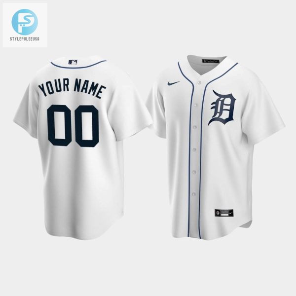 Mens Detroit Tigers 00 Custom White Home Jersey stylepulseusa 1