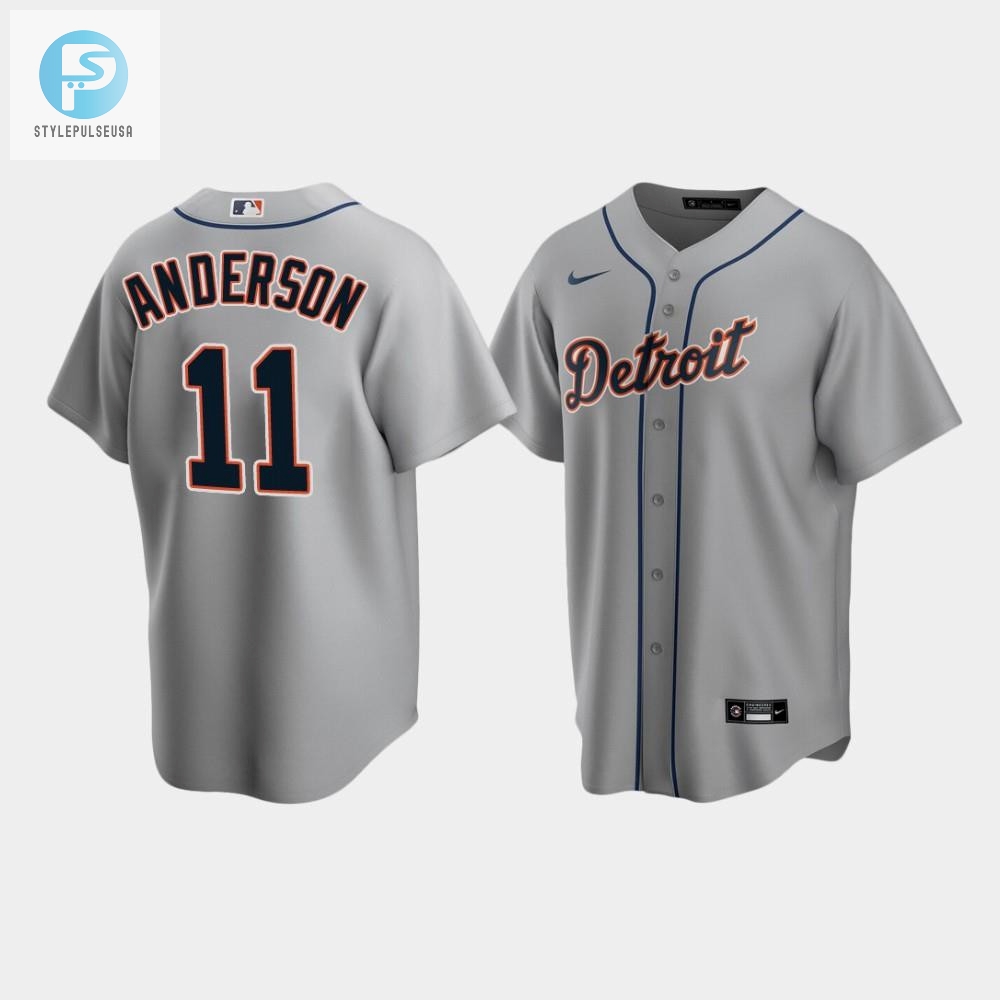 Mens Detroit Tigers 11 Sparky Anderson Gray Road Jersey 