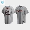 Mens Detroit Tigers 21 Jacoby Jones Gray Road Jersey stylepulseusa 1