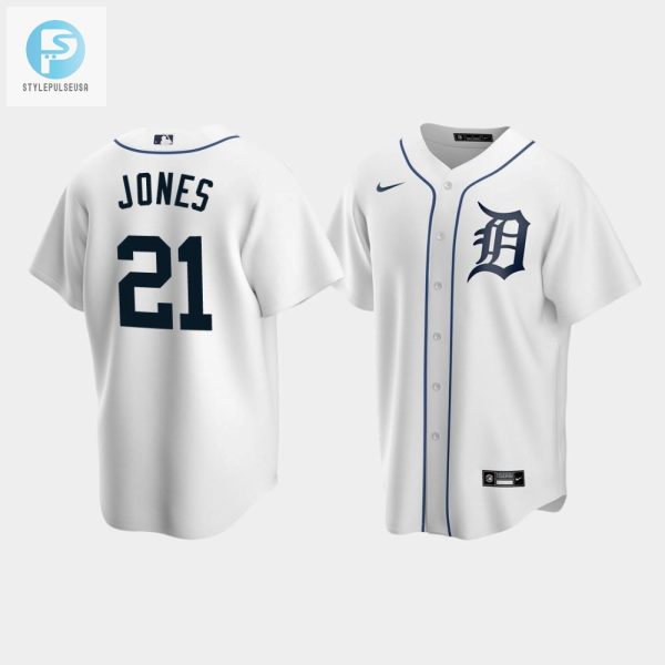 Mens Detroit Tigers 21 Jacoby Jones White Home Jersey stylepulseusa 1