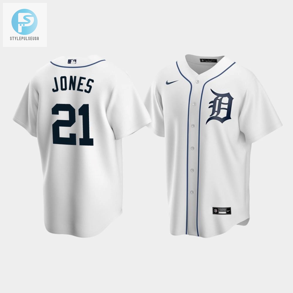 Mens Detroit Tigers 21 Jacoby Jones White Home Jersey 