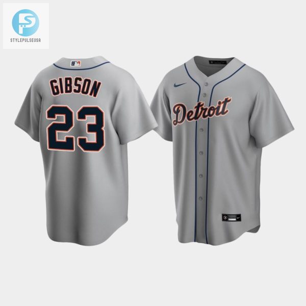 Mens Detroit Tigers 23 Kirk Gibson Gray Road Jersey stylepulseusa 1