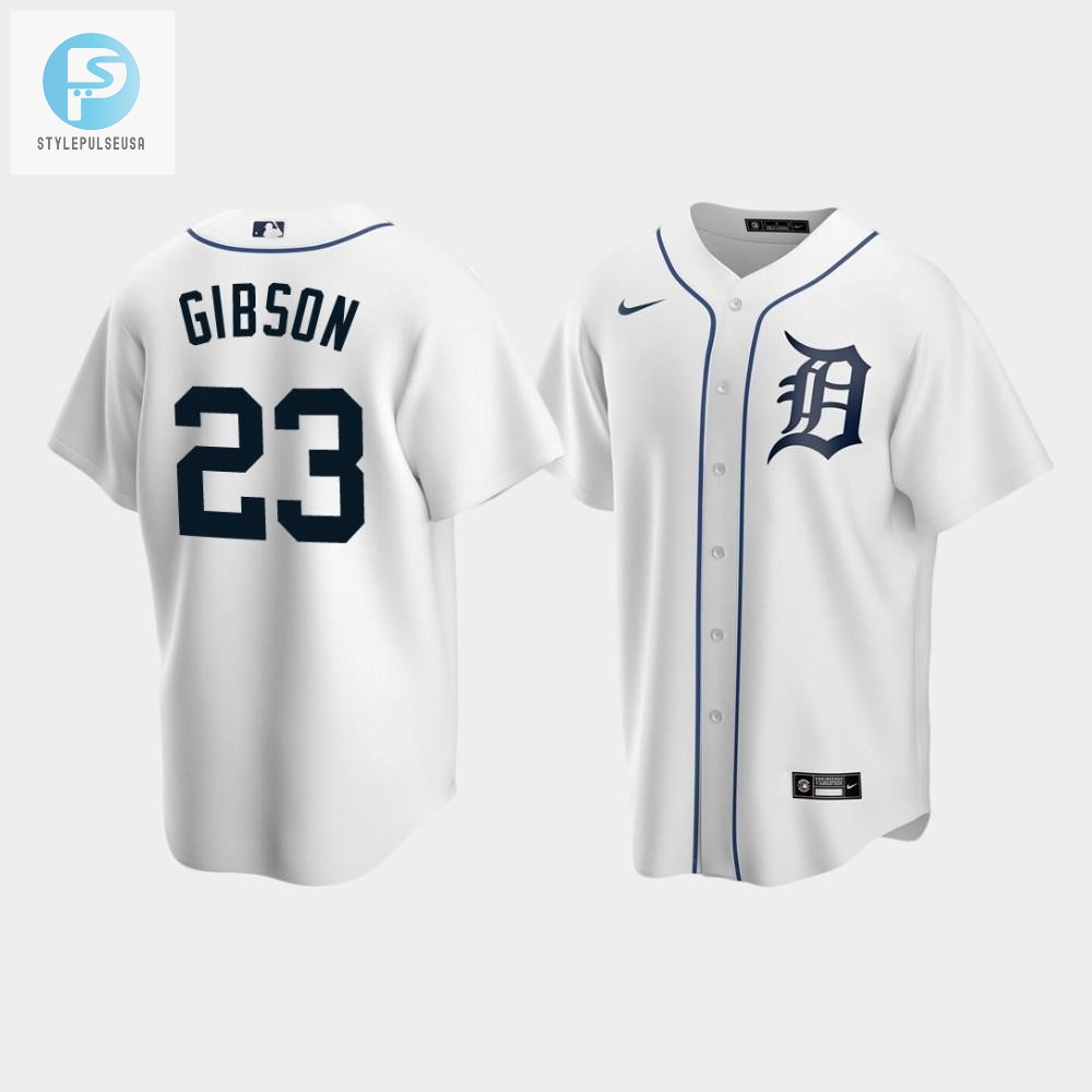 Mens Detroit Tigers 23 Kirk Gibson White Home Jersey 