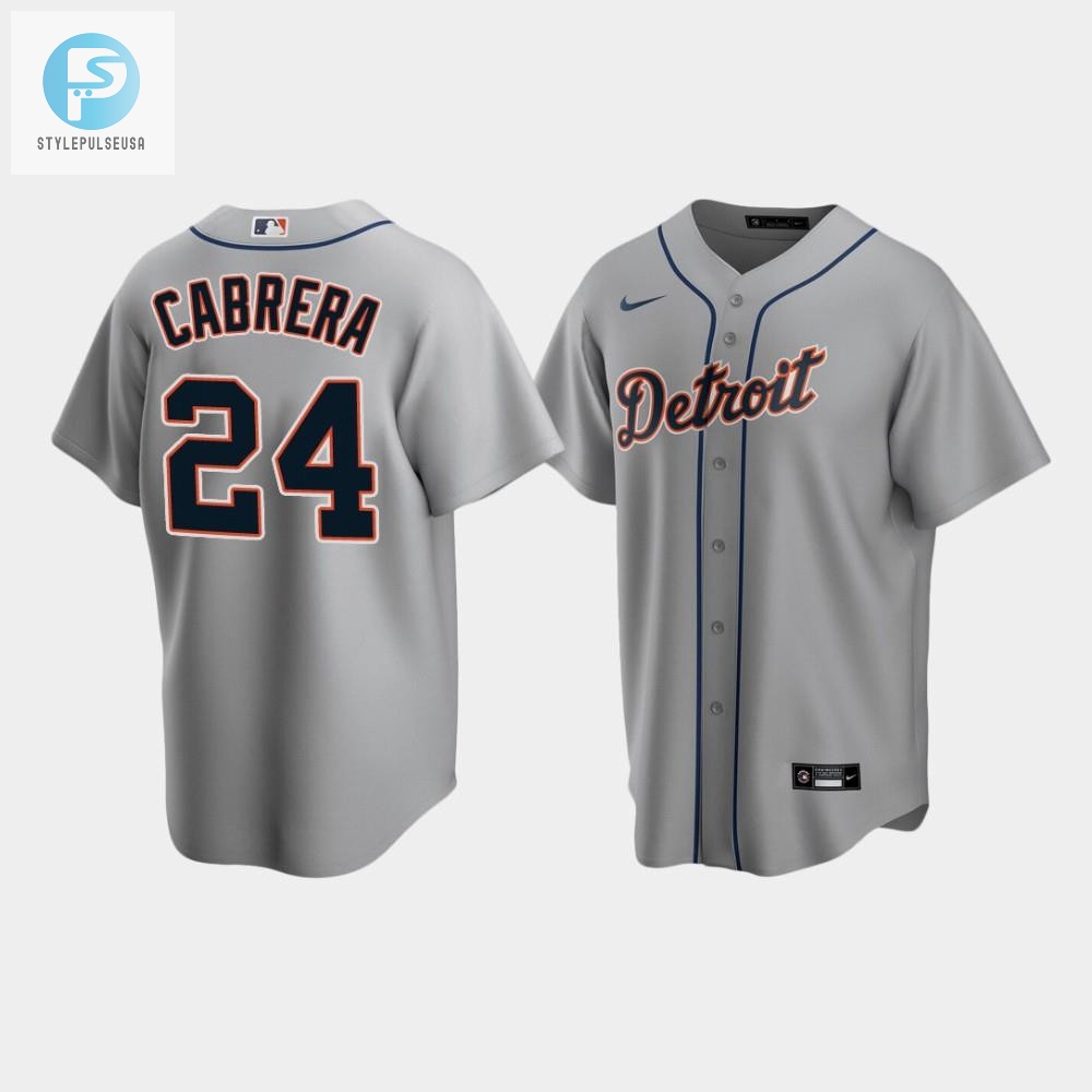 Mens Detroit Tigers 24 Miguel Cabrera Gray Road Jersey 