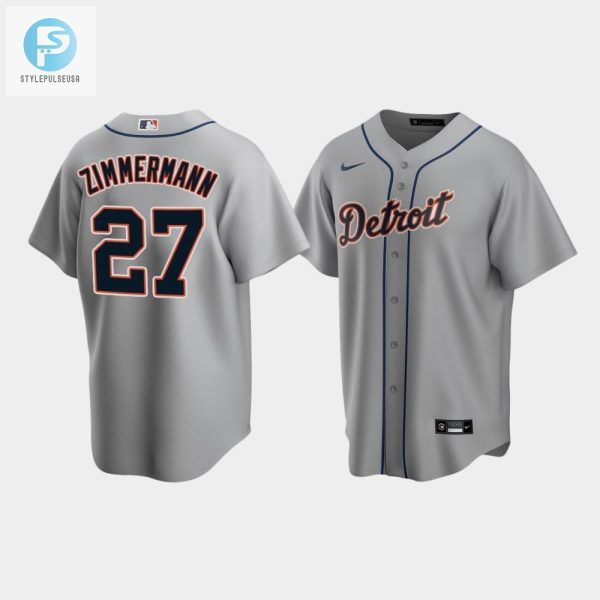 Mens Detroit Tigers 27 Jordan Zimmermann Gray Road Jersey stylepulseusa 1