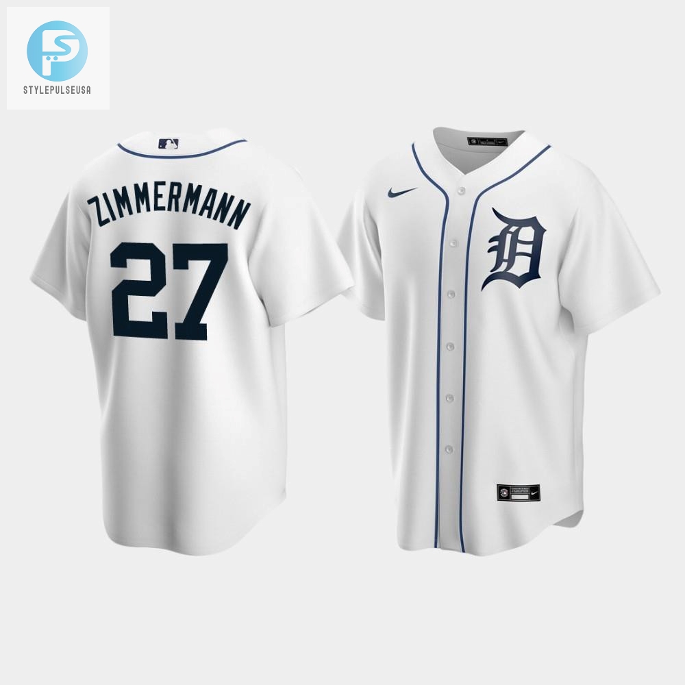 Mens Detroit Tigers 27 Jordan Zimmermann White Home Jersey 