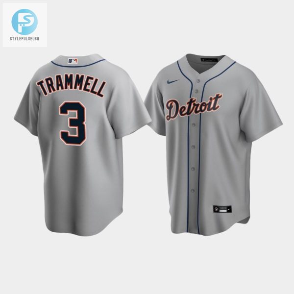 Mens Detroit Tigers 3 Alan Trammell Gray Road Jersey stylepulseusa 1