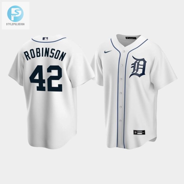 Mens Detroit Tigers 42 Jackie Robinson White Home Jersey stylepulseusa 1