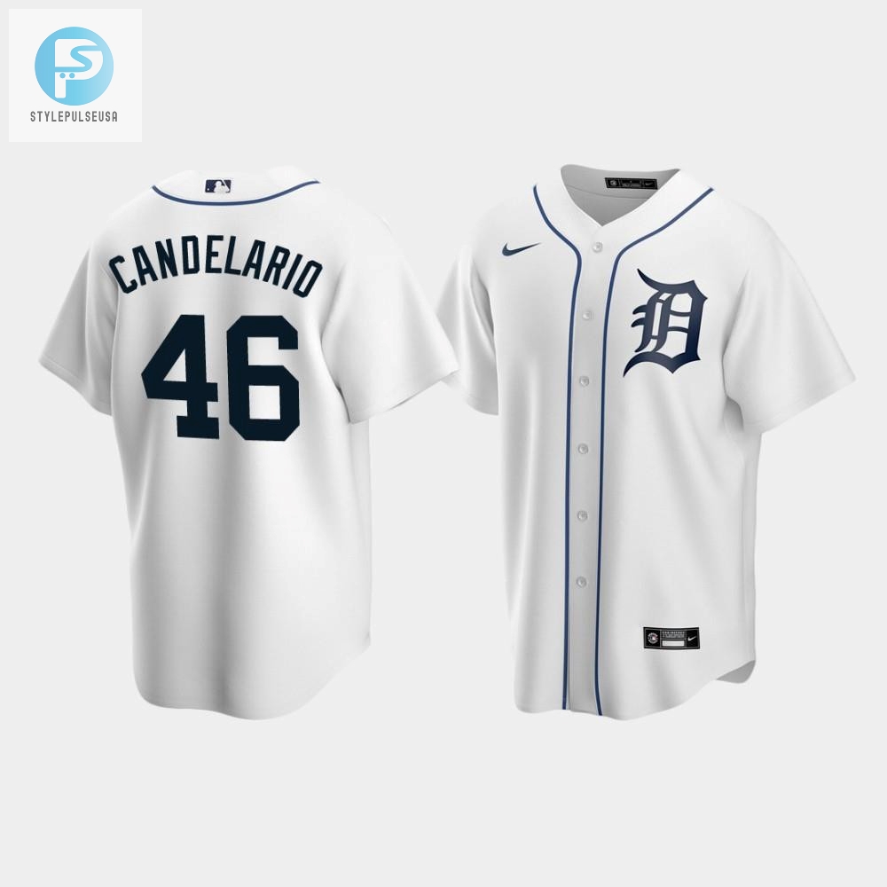 Mens Detroit Tigers 46 Jeimer Candelario White Home Jersey 