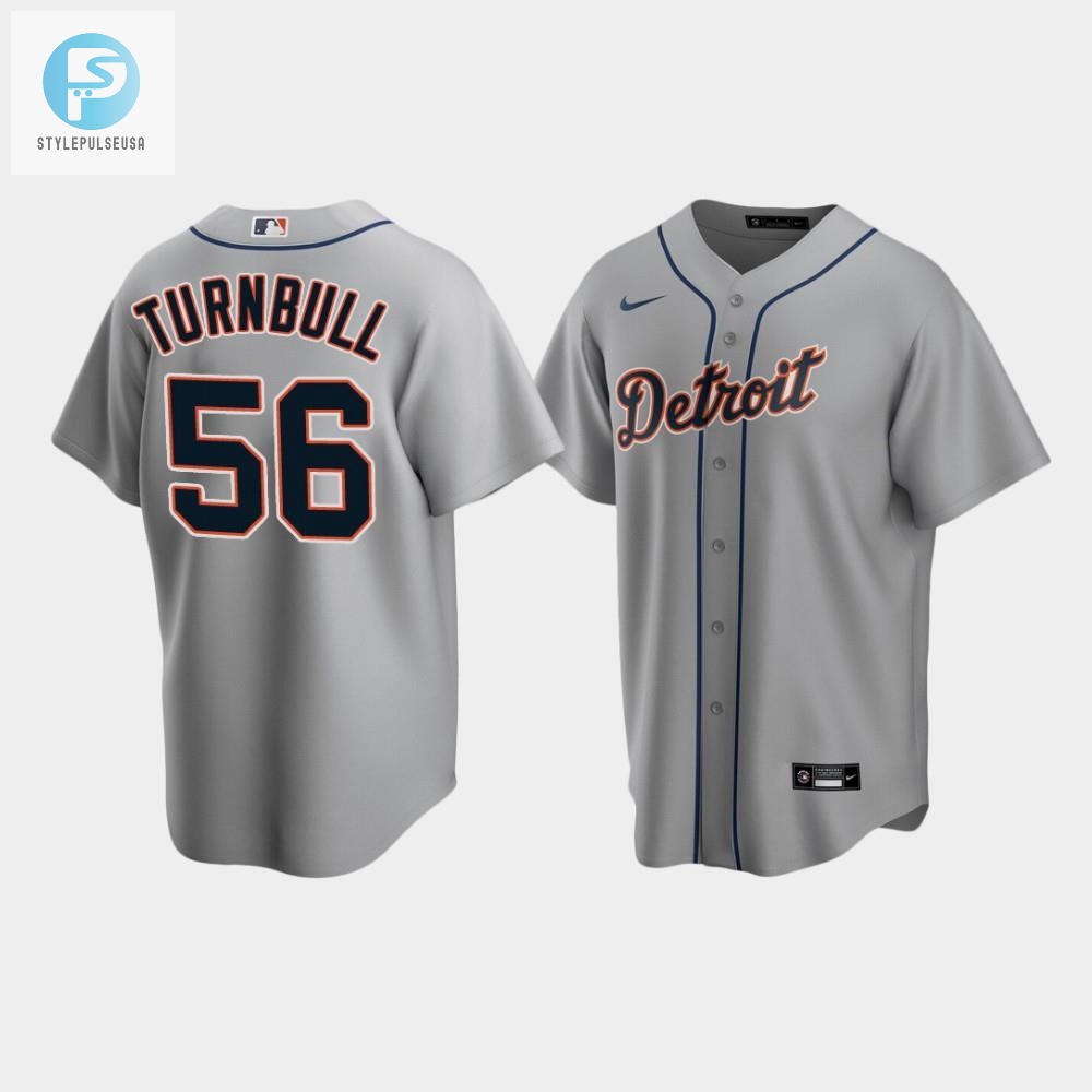 Mens Detroit Tigers 56 Spencer Turnbull Gray Road Jersey 