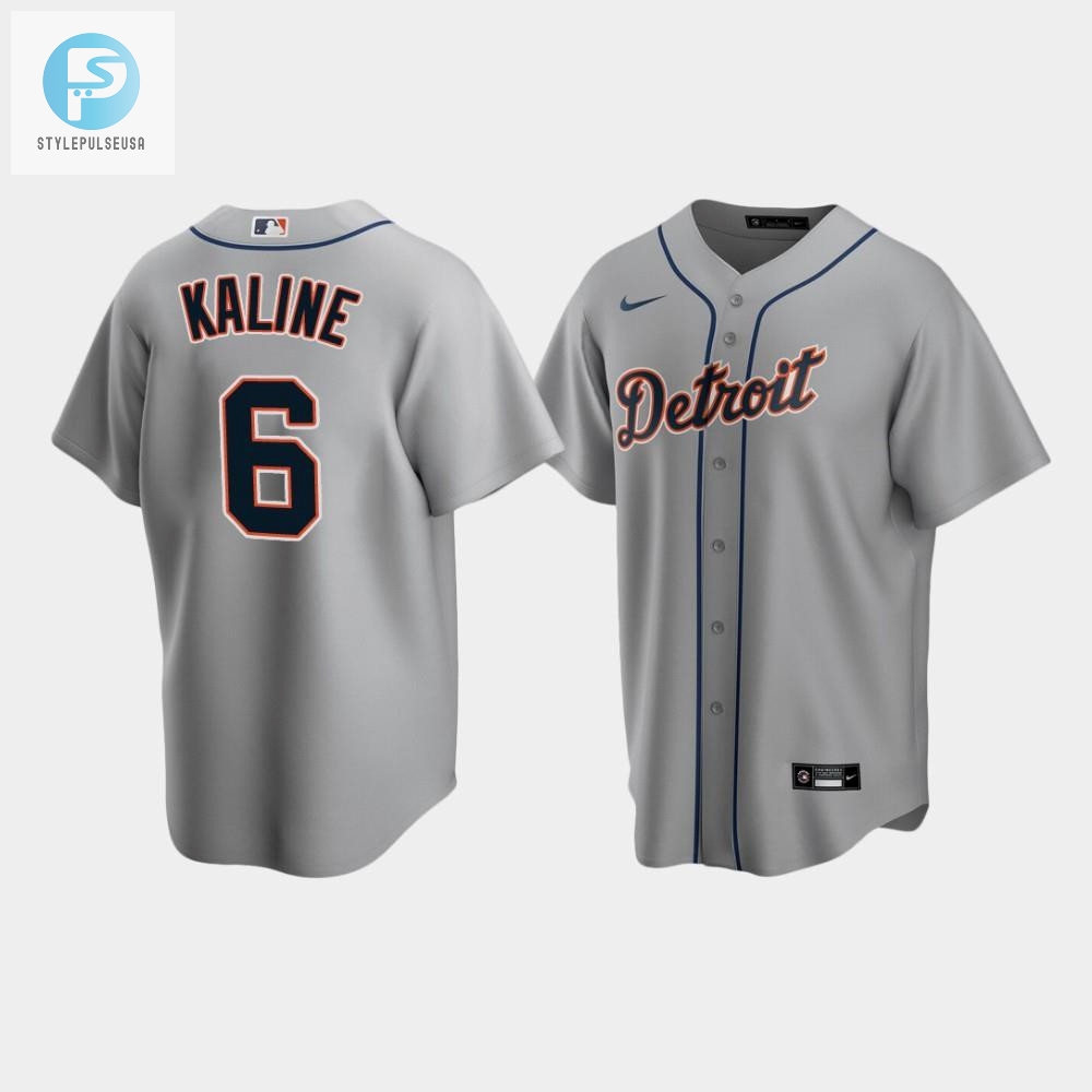 Mens Detroit Tigers 6 Al Kaline Gray Road Jersey 